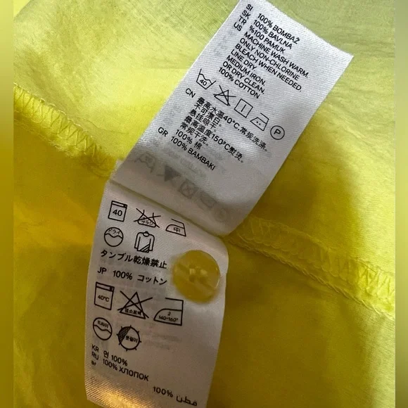 H&M Yellow Button Front Blouse 100% Cotton - Picture 8 of 9